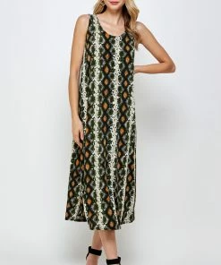 Jostar Women's Stretchy Tank Long Dress Sleeveless Plus Print, 700BN-TXP-W290