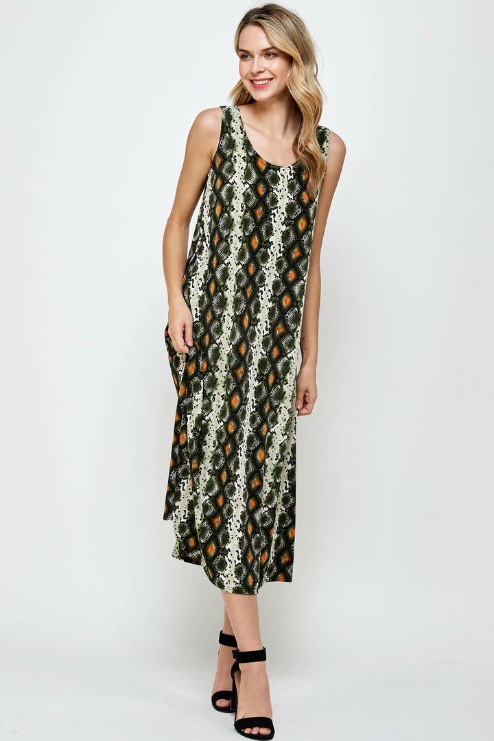 Jostar Online Stretchy Long Tank Dress Print-700BN-TRP1-W290