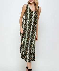 Jostar Women's Stretchy Tank Long Dress Sleeveless Plus Print, 700BN-TXP-W290