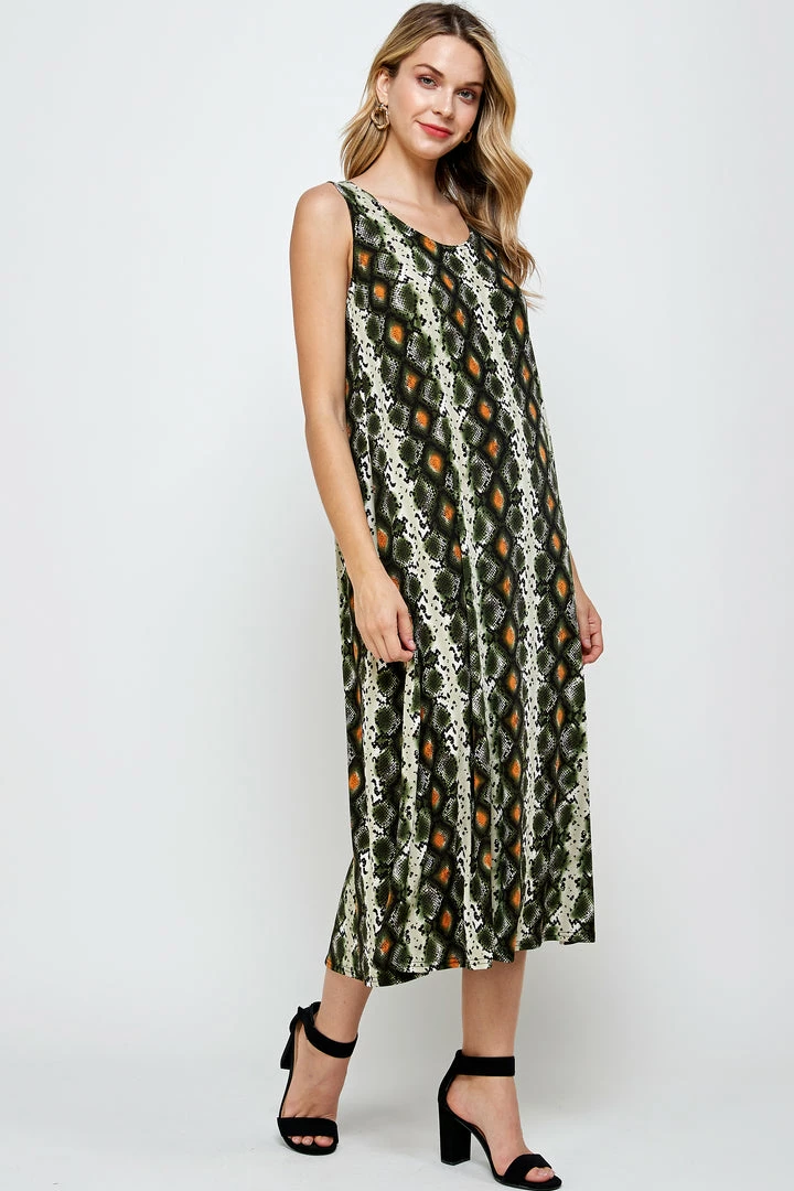 Jostar Online Stretchy Long Tank Dress Print-700BN-TRP1-W290