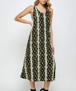 Jostar Women's Stretchy Tank Long Dress Sleeveless Plus Print, 700BN-TXP-W290