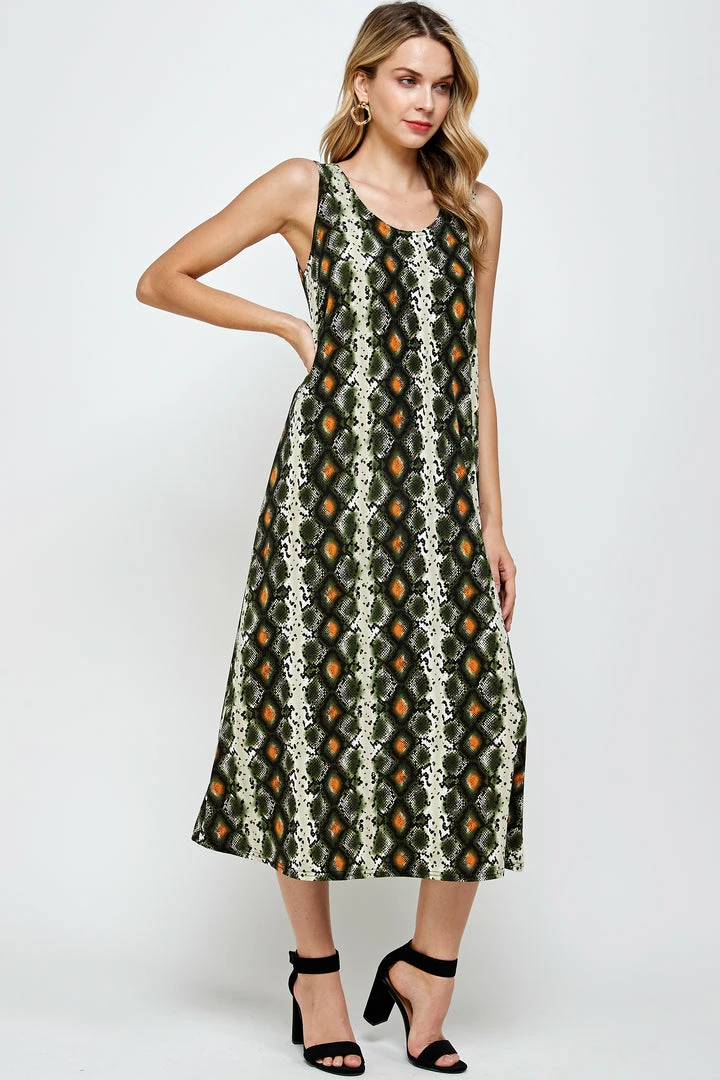 Jostar Women's Stretchy Tank Long Dress Sleeveless Plus Print, 700BN-TXP-W290