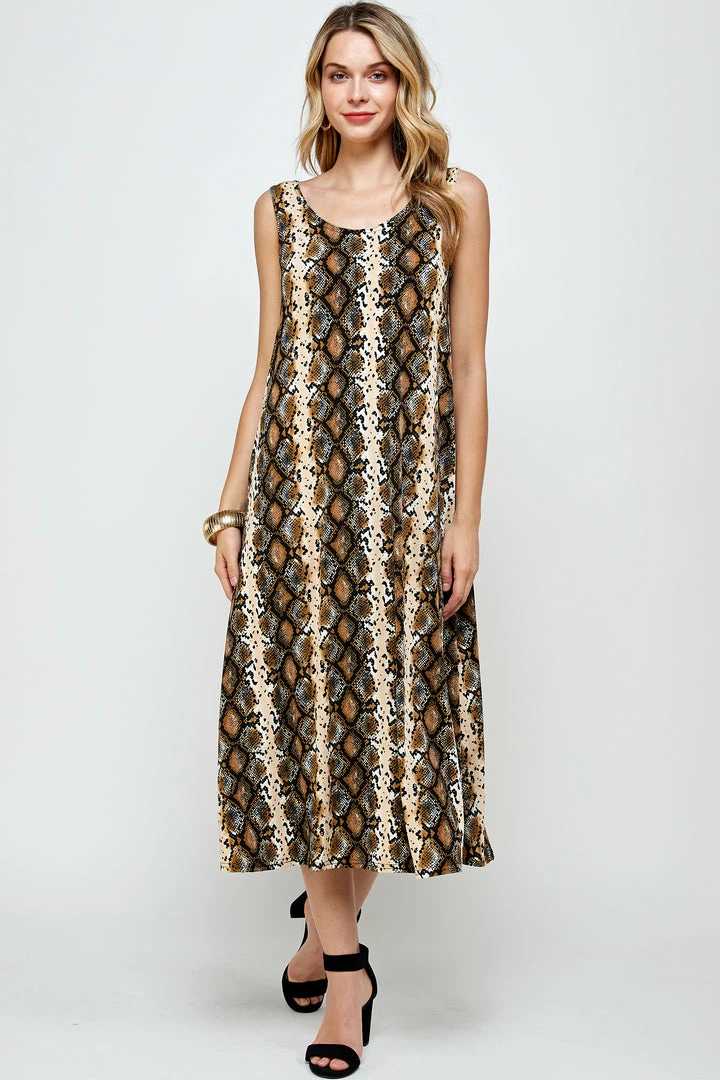 Jostar Online Stretchy Long Tank Dress Print-700BN-TRP1-W290