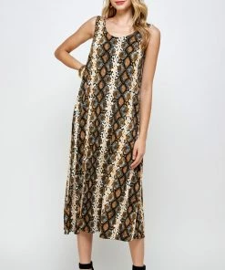 Jostar Online Stretchy Long Tank Dress Print-700BN-TRP1-W290
