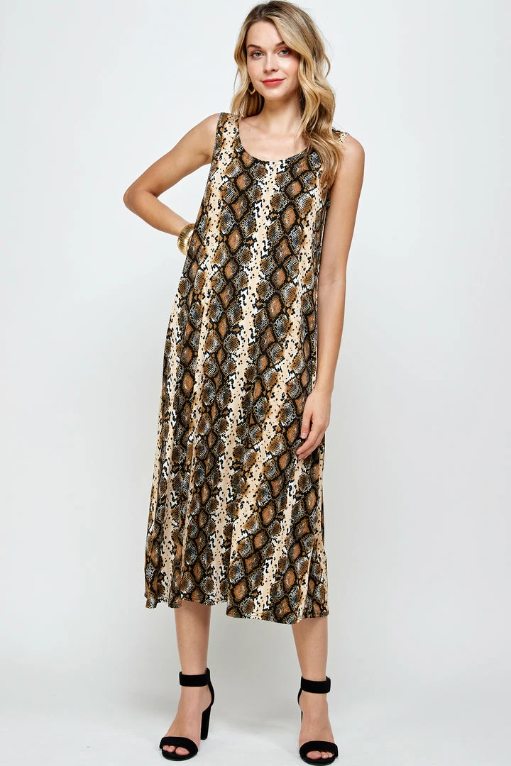 Jostar Online Stretchy Long Tank Dress Print-700BN-TRP1-W290
