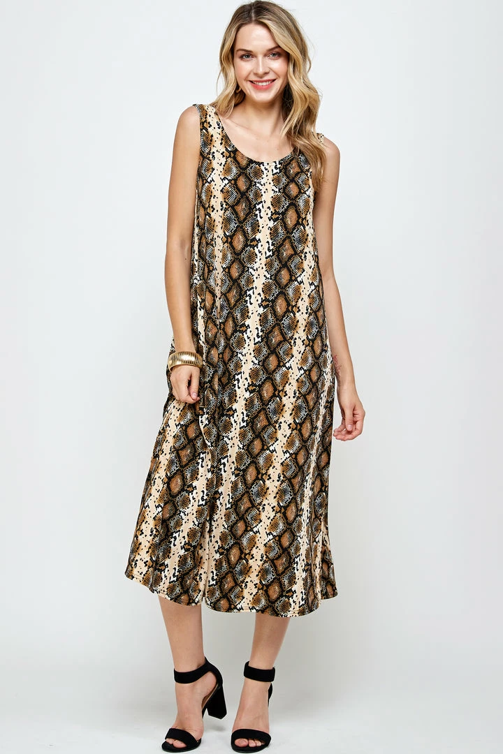 Jostar Online Stretchy Long Tank Dress Print-700BN-TRP1-W290