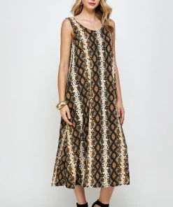 Jostar Women's Stretchy Tank Long Dress Sleeveless Plus Print, 700BN-TXP-W290