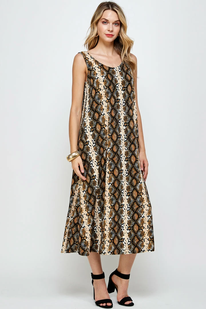Jostar Women's Stretchy Tank Long Dress Sleeveless Plus Print, 700BN-TXP-W290