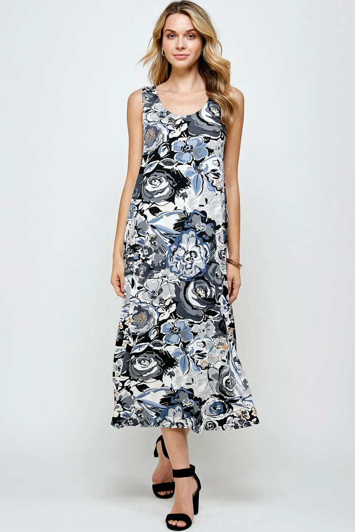 Jostar Dresses Stretchy Missy Tank Dress Print-700BN-TRP1-W293