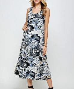 Jostar Dresses Stretchy Missy Tank Dress Print-700BN-TRP1-W293