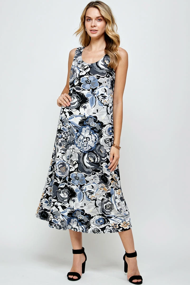 Jostar Dresses Stretchy Missy Tank Dress Print-700BN-TRP1-W293