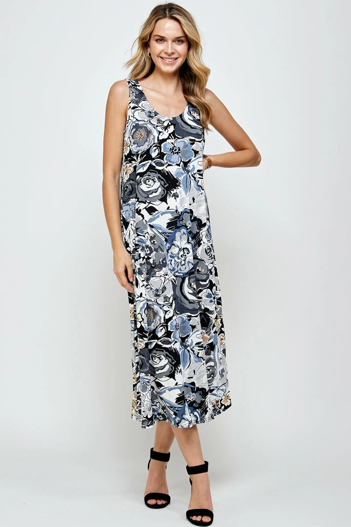 Jostar Dresses Stretchy Missy Tank Dress Print-700BN-TRP1-W293