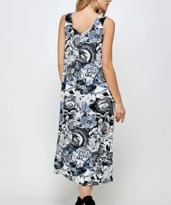 Plus Size Jostar Women's Stretchy Tank Long Dress Sleeveless Plus Print, 700BN-TXP-W293