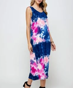 Jostar Women's Stretchy Tank Long Dress Sleeveless Plus Print, 700BN-TXP-W294 Plus Size