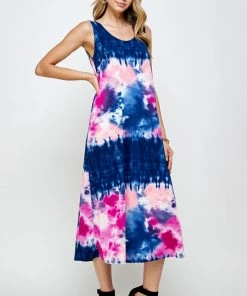 Jostar Women's Stretchy Tank Long Dress Sleeveless Plus Print, 700BN-TXP-W294 Plus Size