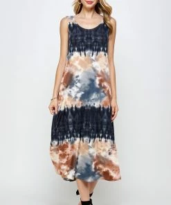 Jostar Women's Stretchy Tank Long Dress Sleeveless Plus Print, 700BN-TXP-W294 Plus Size