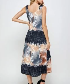 Jostar Women's Stretchy Tank Long Dress Sleeveless Plus Print, 700BN-TXP-W294 Plus Size