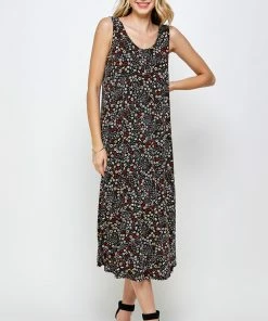 Jostar Long Length Stretchy Long Tank Dress Print 700BN-TRP1-W295