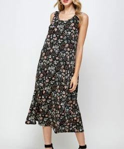 Jostar Stretchy Long Tank Dress Print-700BN-TRP1-W296 Long Length