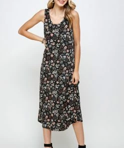 Plus Size Jostar Women's Stretchy Tank Long Dress Sleeveless Plus Print, 700BN-TXP-W296