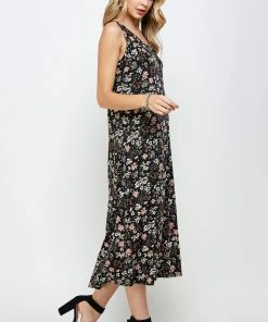 Plus Size Jostar Women's Stretchy Tank Long Dress Sleeveless Plus Print, 700BN-TXP-W296