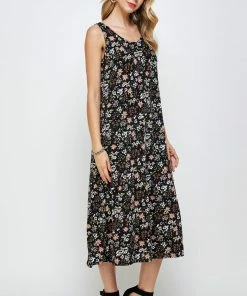 Plus Size Jostar Women's Stretchy Tank Long Dress Sleeveless Plus Print, 700BN-TXP-W296