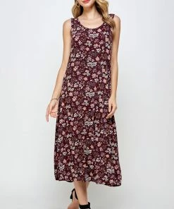 Plus Size Jostar Women's Stretchy Tank Long Dress Sleeveless Plus Print, 700BN-TXP-W296