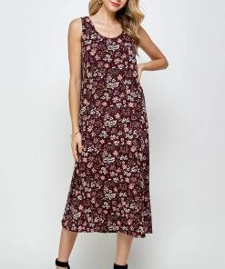 Plus Size Jostar Women's Stretchy Tank Long Dress Sleeveless Plus Print, 700BN-TXP-W296