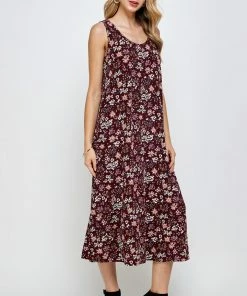 Jostar Stretchy Long Tank Dress Print-700BN-TRP1-W296 Long Length