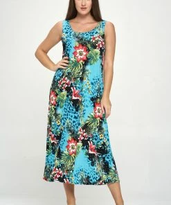 Jostar Stretchy Long Tank Dress Print -700BN-TRP1-W326