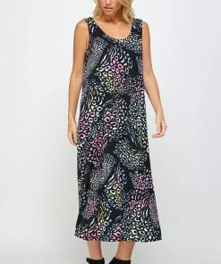 Jostar Women's Stretchy Tank Long Dress Sleeveless Plus Print, 700BN-TXP-W300