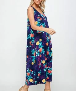 Jostar Plus Size Stretchy Tank Long Dress Sleeveless Plus Print, 700BN-TXP-W301