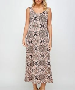Jostar Stretchy Long Tank Dress Print 700BN-TRP1-W303 Long Length