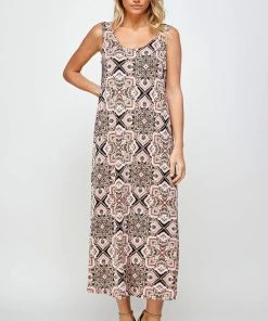 Jostar Stretchy Long Tank Dress Print 700BN-TRP1-W303 Long Length