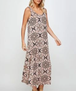 Jostar Stretchy Long Tank Dress Print 700BN-TRP1-W303 Long Length