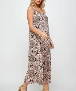 Jostar Stretchy Long Tank Dress Print 700BN-TRP1-W303 Long Length