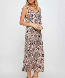 Jostar Stretchy Long Tank Dress Print 700BN-TRP1-W303 Long Length