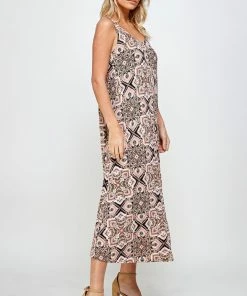 Jostar Stretchy Long Tank Dress Print 700BN-TRP1-W303 Long Length