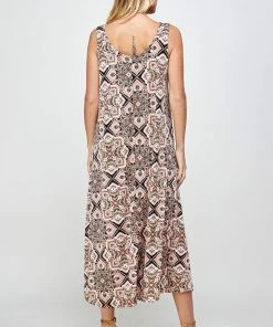 Jostar Stretchy Long Tank Dress Print 700BN-TRP1-W303 Long Length