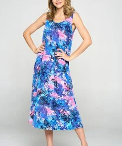 Jostar Women's Stretchy Tank Long Dress Sleeveless Plus Print, 700BN-TXP-W305