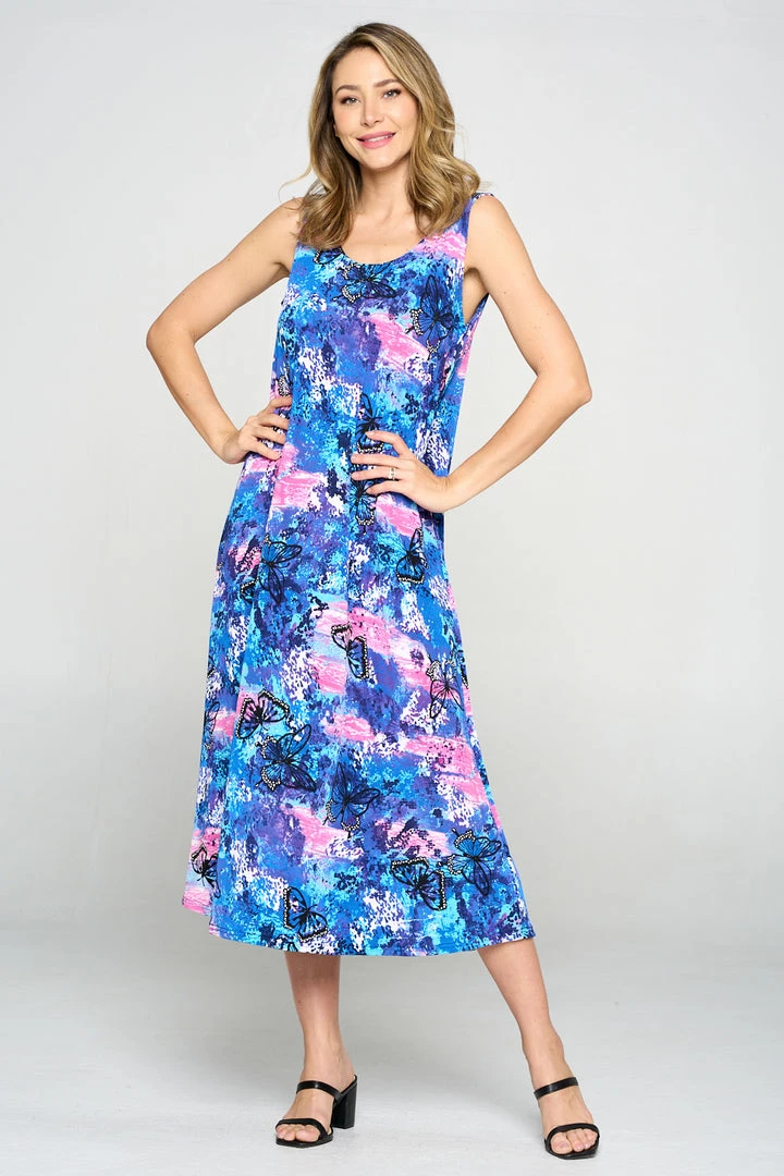 Jostar Women's Stretchy Tank Long Dress Sleeveless Plus Print, 700BN-TXP-W305