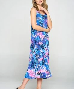 Jostar Women's Stretchy Tank Long Dress Sleeveless Plus Print, 700BN-TXP-W305