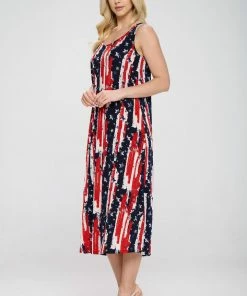 Jostar American Print Tank Long Dress Sleeveless Plus-700BN-TXP-W306 Plus Size