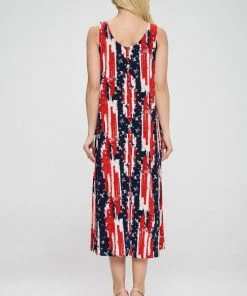 Jostar American Print Long Tank Dress Print -700BN-TRP1-W306 Dresses