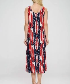 Jostar American Print Tank Long Dress Sleeveless Plus-700BN-TXP-W306 Plus Size