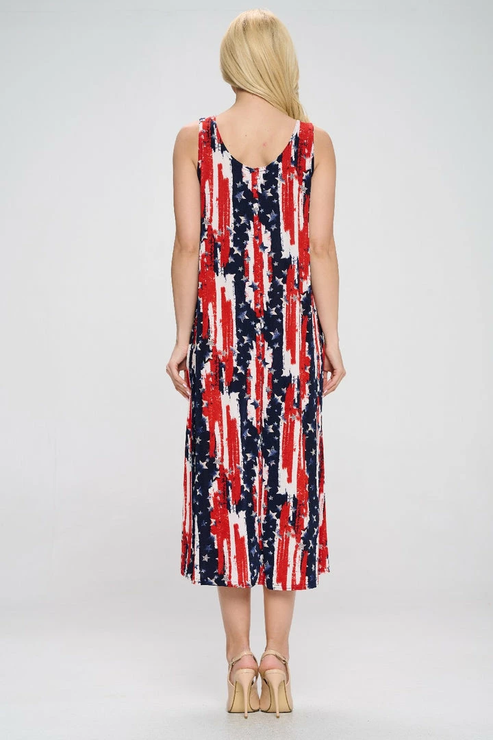 Jostar American Print Tank Long Dress Sleeveless Plus-700BN-TXP-W306 Plus Size