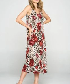 Jostar Dresses Stretchy Long Tank Dress Print -700BN-TRP1-W307