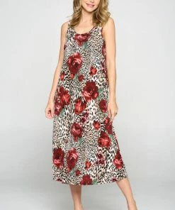 Jostar Women's Stretchy Tank Long Dress Sleeveless Plus Print, 700BN-TXP-W307