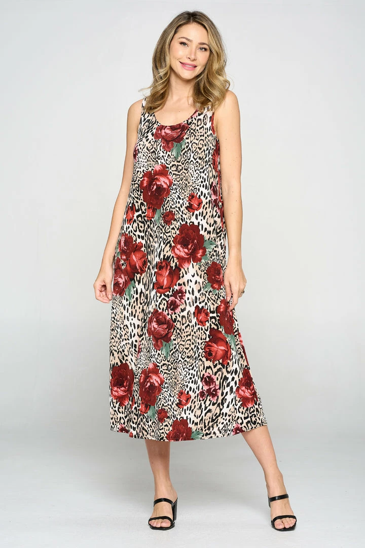Jostar Women's Stretchy Tank Long Dress Sleeveless Plus Print, 700BN-TXP-W307