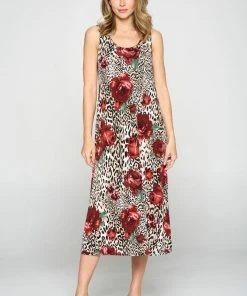 Jostar Women's Stretchy Tank Long Dress Sleeveless Plus Print, 700BN-TXP-W307